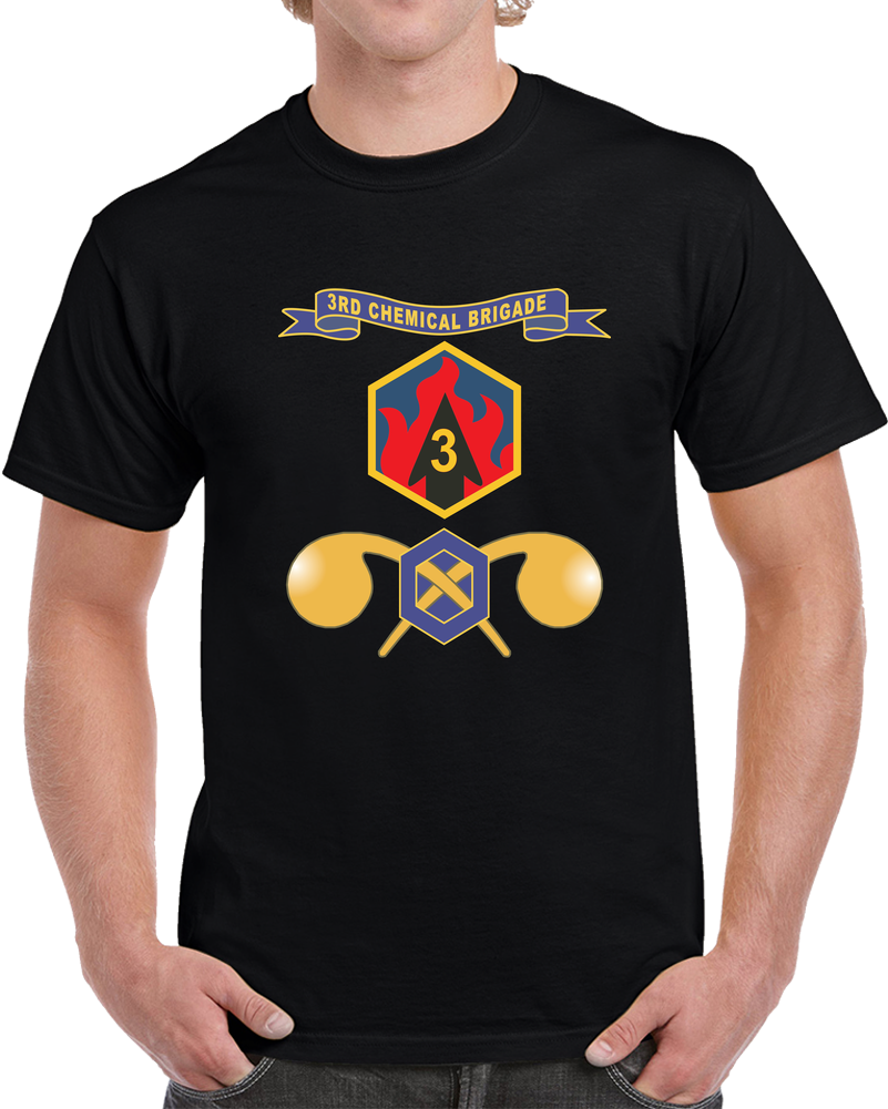 Army - 3rd Chemical Brigade - SSI W Ribbon - Br X 300 T Shirt