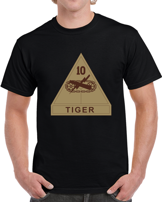 Army - SSI - 10th Armored Division W Name Tape - Subdued Desert X 300 T Shirt