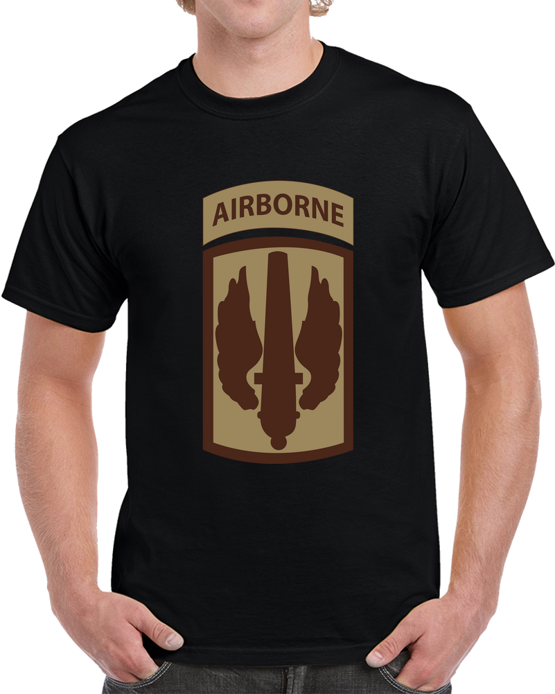 Army - SSI - 18th Field Artillery Brigade W Airborne Tab - Subdued Desert X 300 T Shirt