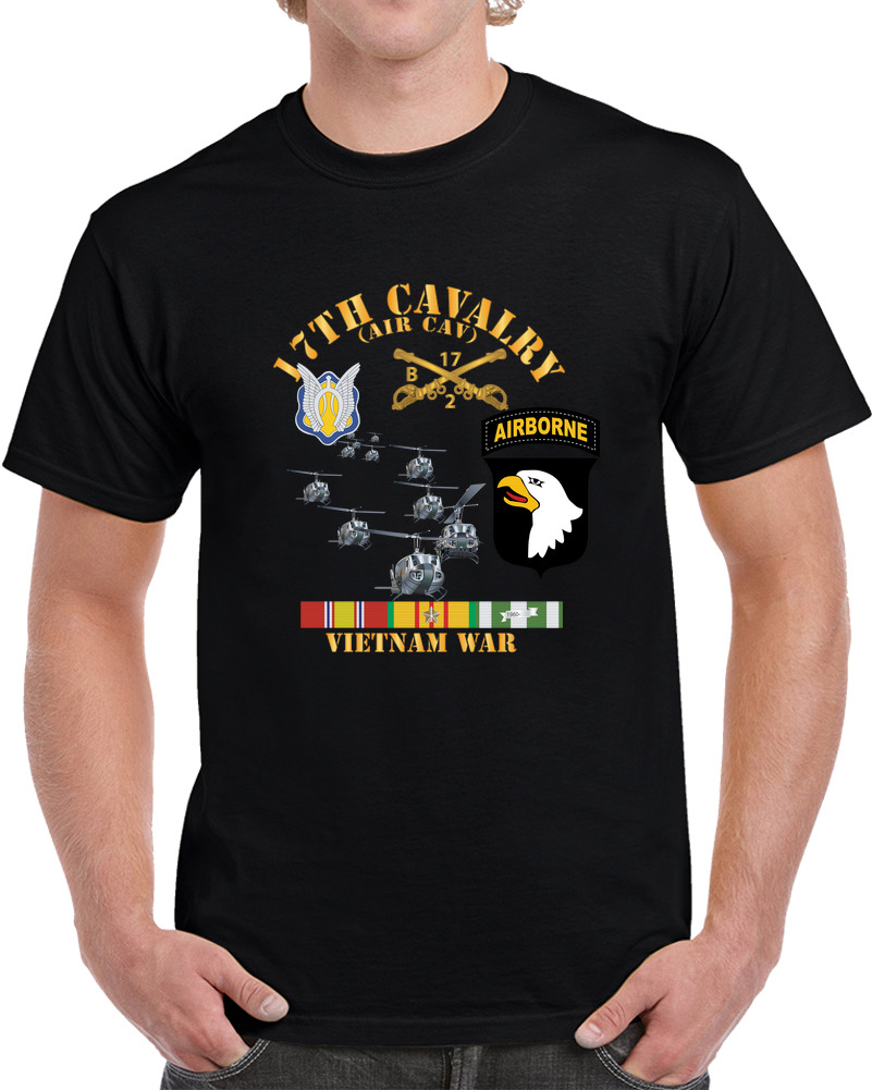 Army - Bravo Troop 2nd Squadron 17th Cav - 101st  Airborne Div W VN SVC X 300 T Shirt