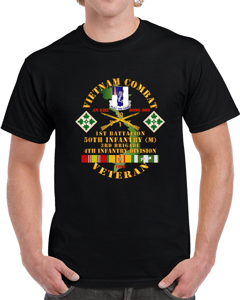 Army - Vietnam Combat Veteran W 1st Bn - 50th Inf - 3rd Bde 4th Inf Div 1968 W VN SVC T Shirt