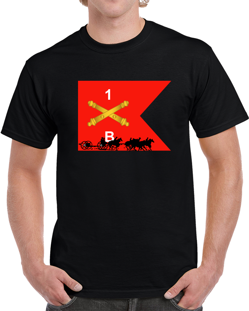 Union Army - Bravo Battery 1st Rhode Island Light Artillery With Guidon In Back T Shirt