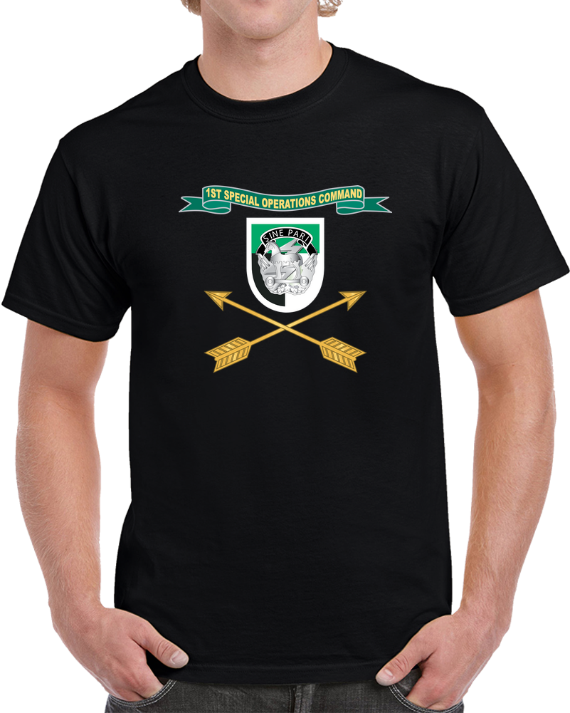 Army - 1st Special Operations Command (SOCOM) Flash W Ribbon - Br X 300 T Shirt