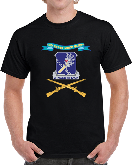 Army - 188th Airborne Infantry Regiment W Ribbon - DUI - Br X 300 T Shirt