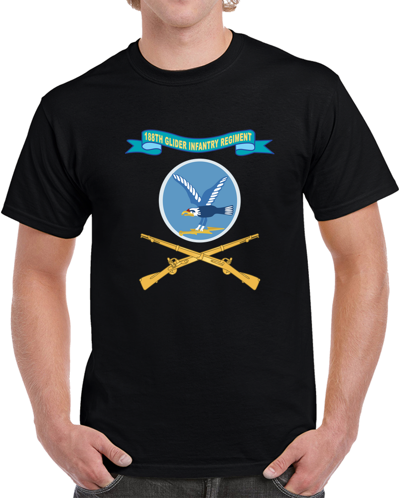 Army - 188th Glider Infantry Regiment w Ribbon - SSI - Br X 300 T Shirt