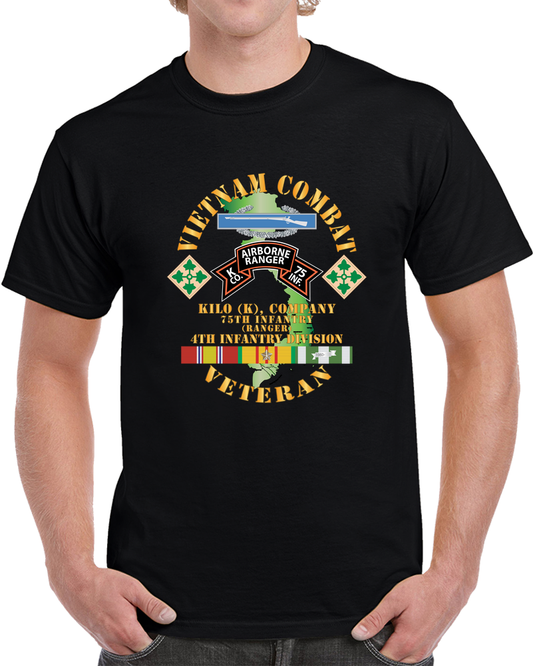 Army - Vietnam Combat Vet - K Co 75th Infantry (ranger) - 4th Inf Div SSI X 300 T Shirt