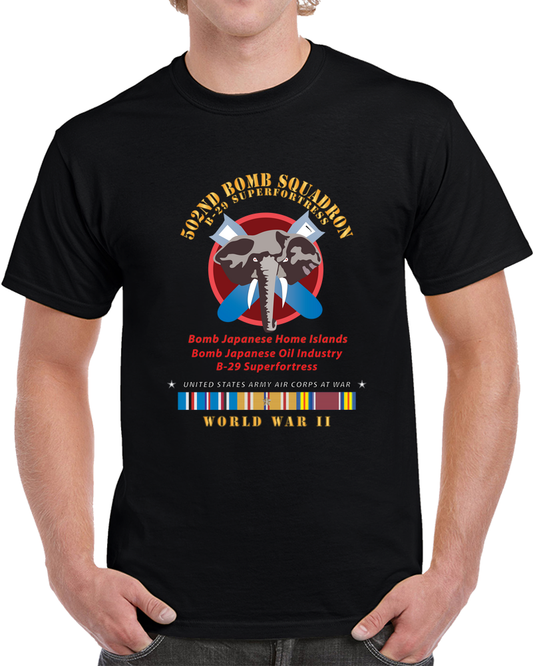 502nd Bomb Squadron - B-29 Superfortress - Campaigns - World War II W PAC SVC X 300 T Shirt