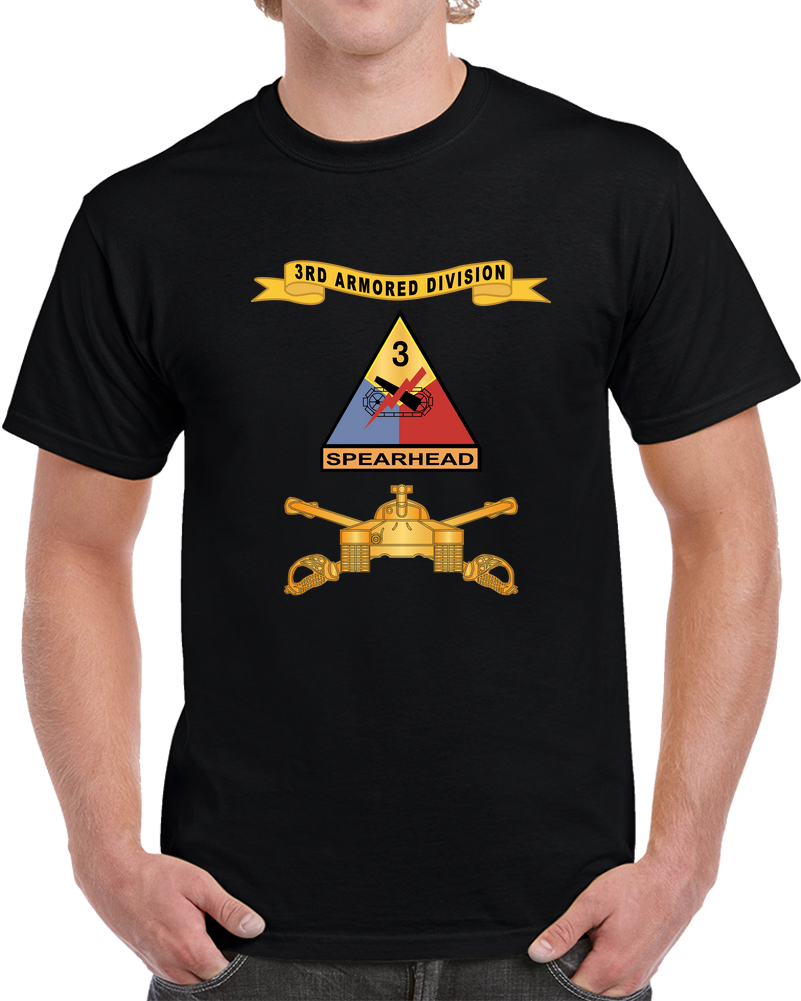 Army  - 3rd Armored Division - SSI W Ribbon - Br X 300 T Shirt