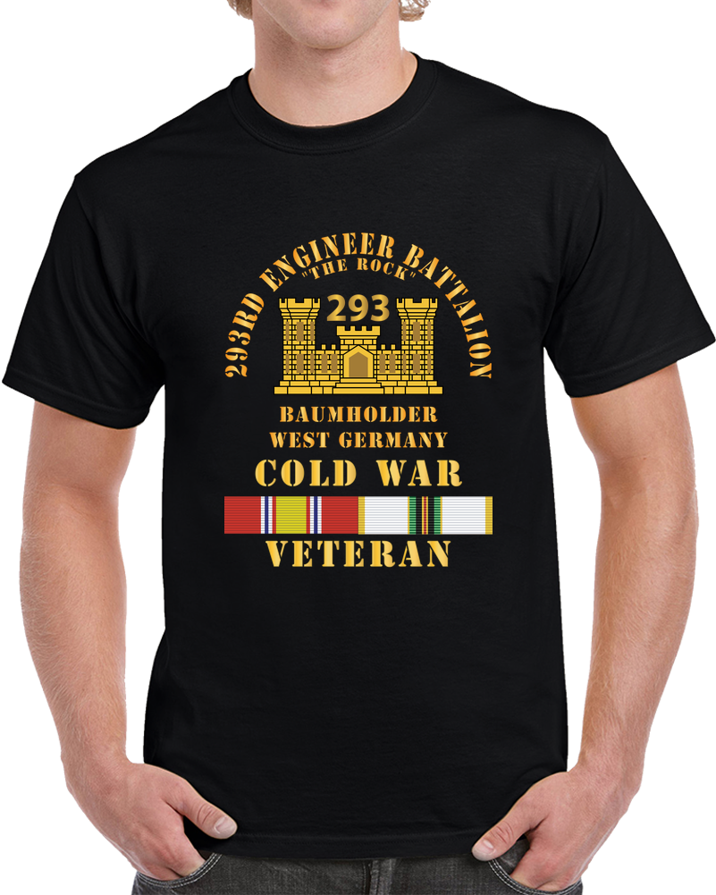 Army - 293rd Engineer Battalion -the Rock W BR - Num, Baumholder, West Germany COLD SVC X 300 T Shirt