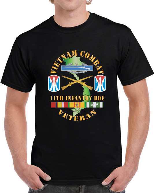 Army - Vietnam Combat Veteran W CIB, 11th Infantry Bde SSI X 300 T Shirt