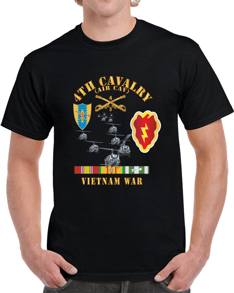 Army - 4th Cavalry (air Cav), 3rd  Squadron- 25th Infantry Division W VN SVC - Helicopter Assaultx 300 T Shirt