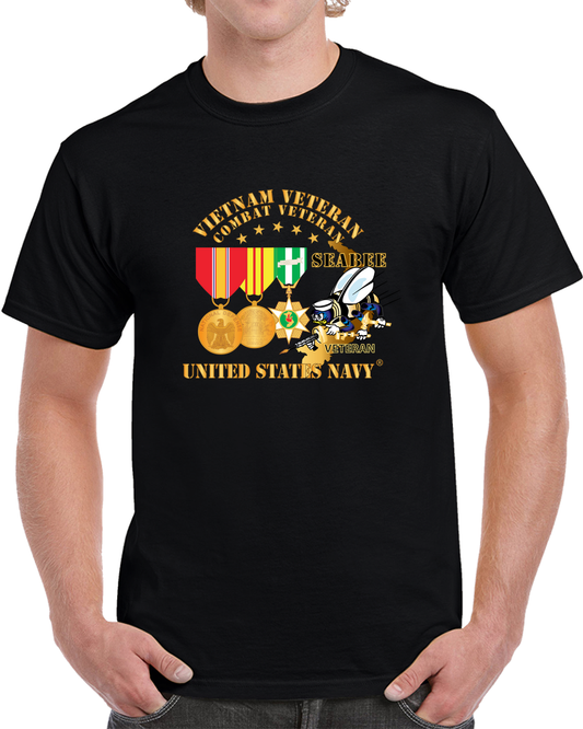Navy - Vietnam  Veteran - W Medals - VN - Seabee X 300 T Shirt
