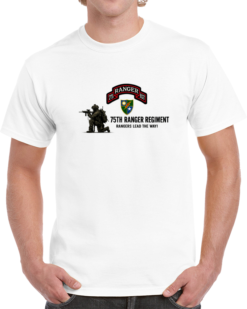 Crouching Ranger With 75th Regiment T Shirt