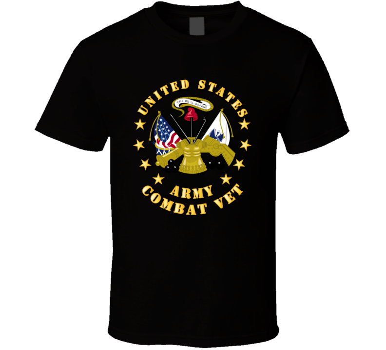 Emblem - US Army Center - Combat Veteran - blk T Shirt
