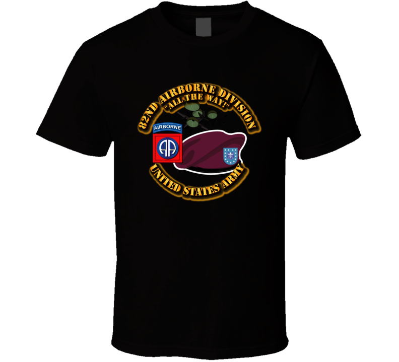 82nd Airborne Div - Beret - Mass Tac - Maroon T Shirt