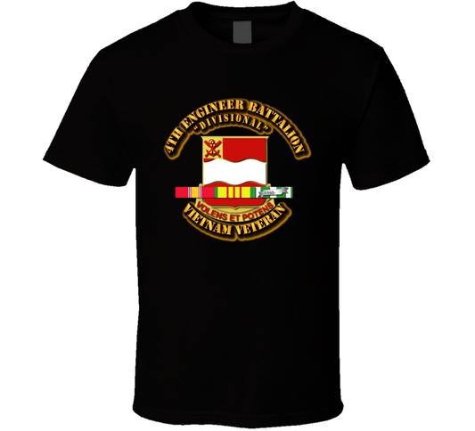 DUI - 4th Engineer Battalion w SVC Ribbon T Shirt