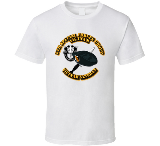 SOF - 5th SFG VN - Beret Dagger DUI T Shirt